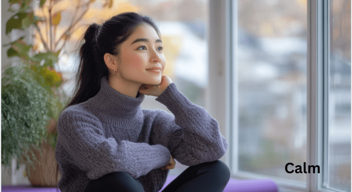 Happy person smiling and relaxed after overcoming stress and anxiety, symbolizing recovery and peace in both mind and body.